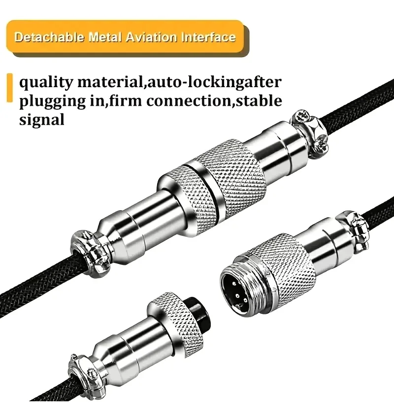 Cable Espiral Enrollado Aviador Tipo-C A Usb Para Teclados Gaming Blanco Negro · foto 5
