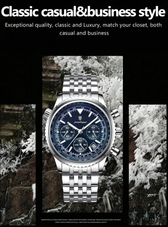 Reloj Elegante de Caballero Poedagar Reloj de Negocios Acero Inoxidable Cuarzo · foto 4
